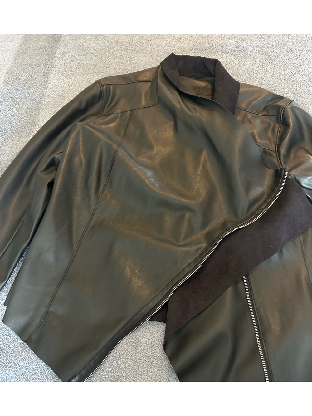 Blank NYC Black Leather & Suede Panel Asymmetric Zip Jacket - Picture 6 of 8